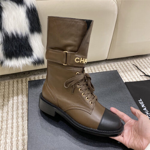 High Quality Luxury Chanel Metal Letter Logo Ankle Boots – Style 25958 alternate view