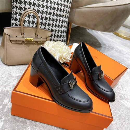 High Quality Luxury Hermes Dauphine Mid Heel Mules – Style 28707