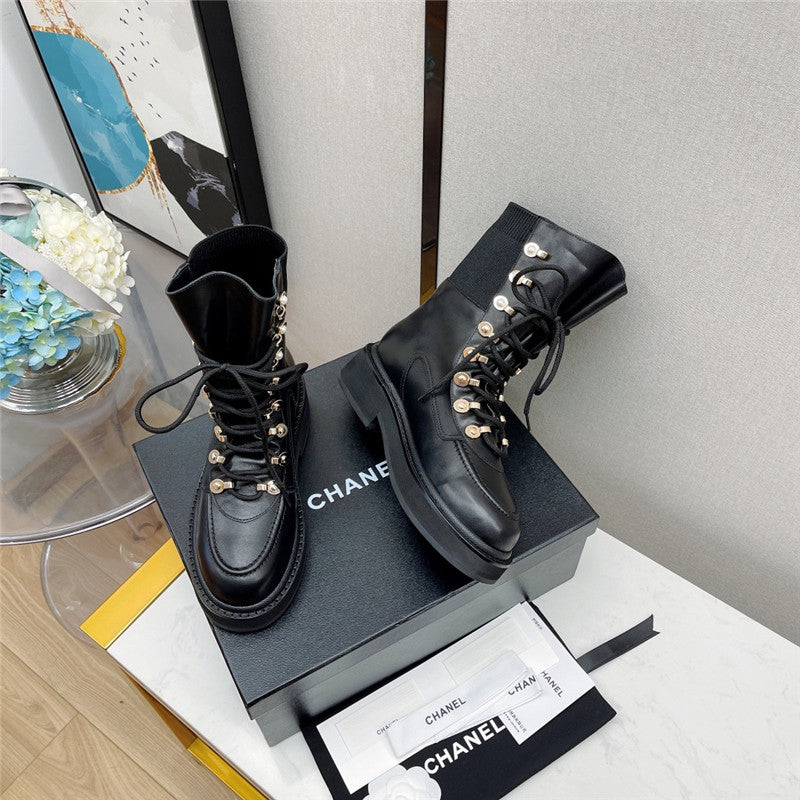 High Quality Luxury Chanel Platform Lace-Up Martin Boots product detail