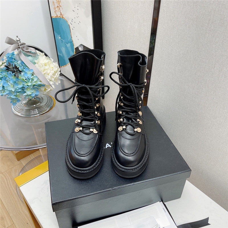 High Quality Luxury Chanel Platform Lace-Up Martin Boots product detail