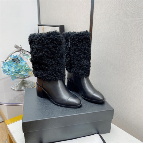 High Quality Luxury Chanel Thick Heel Ankel Boots