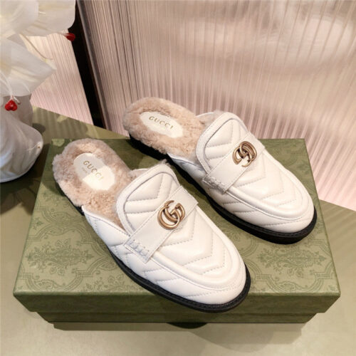 High Quality Luxury Gucci GG Wool Slippers