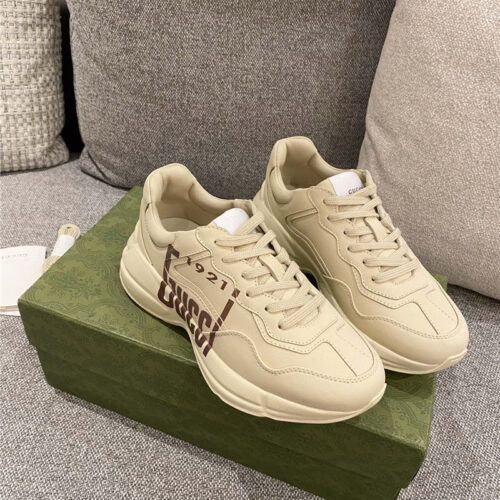 High Quality Luxury Gucci Womens Rhyton Leather Sneakers – Style 14995