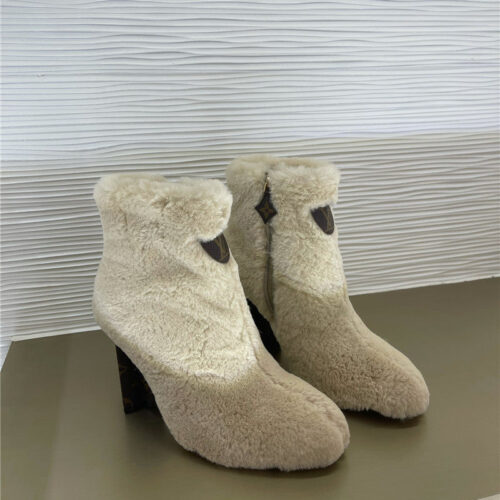 High Quality Luxury Louis Vuitton Rabbit Fur Ankle Boots