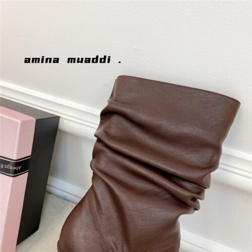 High Quality Luxury Amina Muaddi Giorgia Leather Ankle Boots product detail