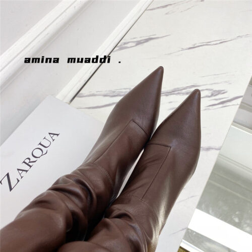 High Quality Luxury Amina Muaddi Giorgia Leather Ankle Boots product detail