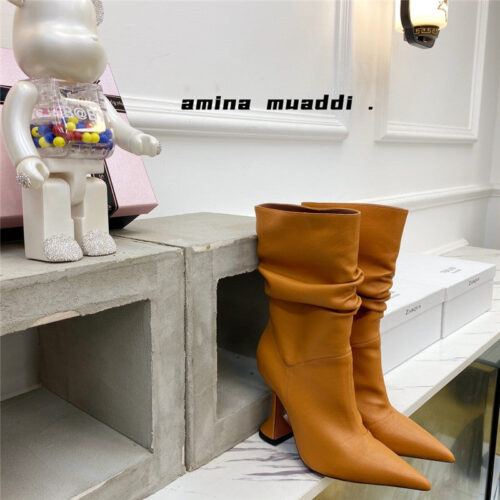 High Quality Luxury Amina Muaddi Giorgia Leather Ankle Boots – Style 17891 alternate view