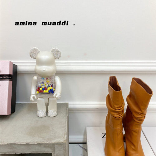 High Quality Luxury Amina Muaddi Giorgia Leather Ankle Boots – Style 17891 product detail