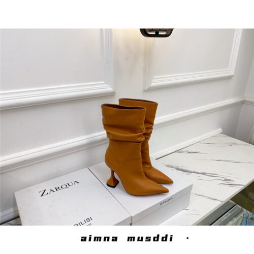 High Quality Luxury Amina Muaddi Giorgia Leather Ankle Boots – Style 17891 product detail
