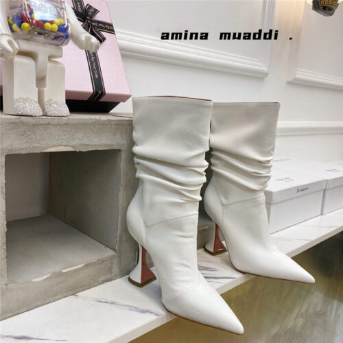 High Quality Luxury Amina Muaddi Giorgia Leather Ankle Boots – Style 83427 alternate view