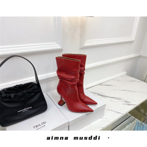 High Quality Luxury Amina Muaddi Giorgia Leather Ankle Boots – Style 16195 product detail