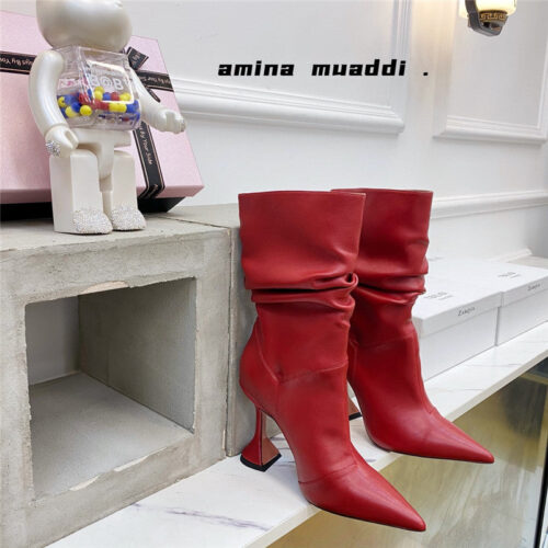High Quality Luxury Amina Muaddi Giorgia Leather Ankle Boots – Style 16195 alternate view