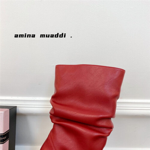 High Quality Luxury Amina Muaddi Giorgia Leather Ankle Boots – Style 16195 product detail