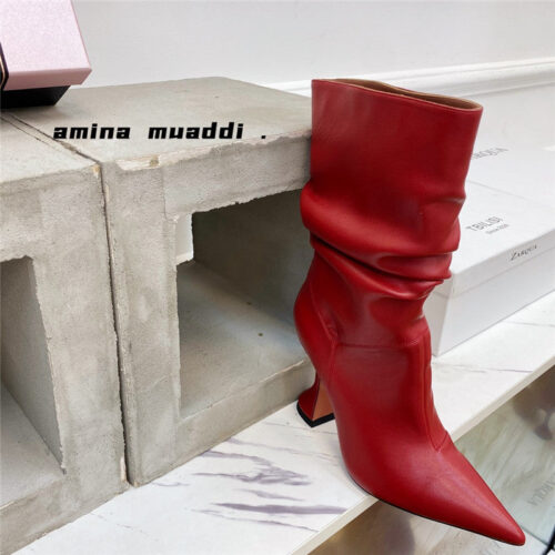 High Quality Luxury Amina Muaddi Giorgia Leather Ankle Boots – Style 16195 product detail