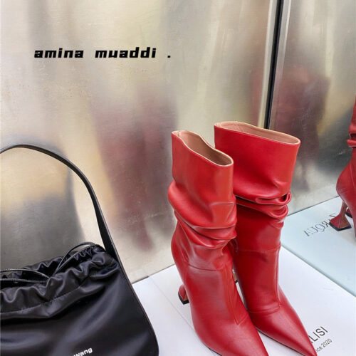 High Quality Luxury Amina Muaddi Giorgia Leather Ankle Boots – Style 16195 product detail