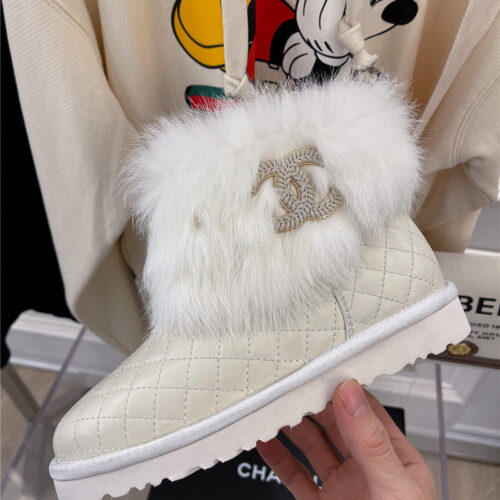High Quality Luxury Chanel Rabbit Fur Logo Snow Boots – Style 86822 product detail