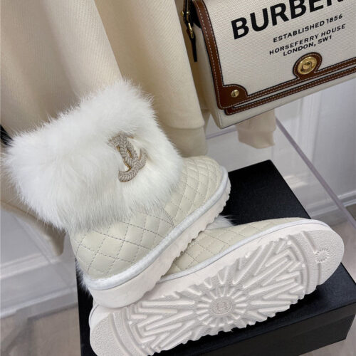 High Quality Luxury Chanel Rabbit Fur Logo Snow Boots – Style 86822 product detail