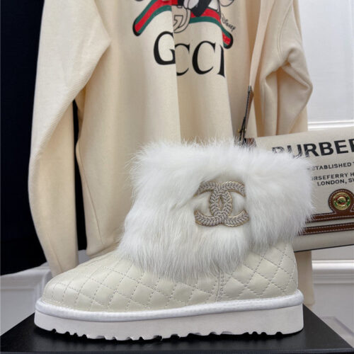 High Quality Luxury Chanel Rabbit Fur Logo Snow Boots – Style 86822 product detail