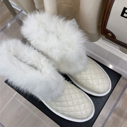 High Quality Luxury Chanel Rabbit Fur Logo Snow Boots – Style 86822 alternate view