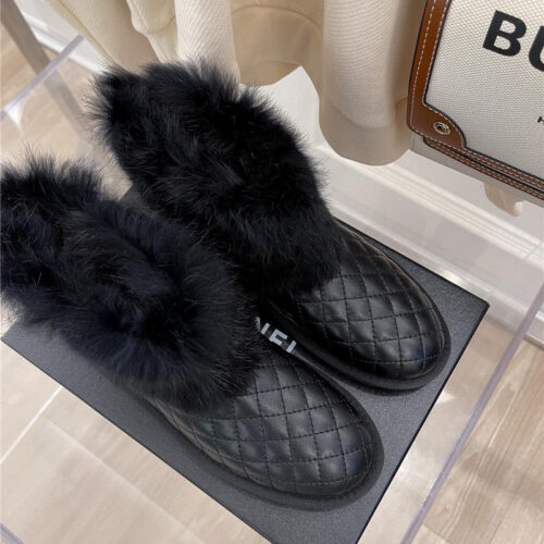 High Quality Luxury Chanel Rabbit Fur Logo Snow Boots product detail