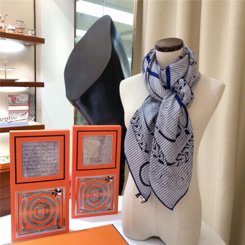 High Quality Luxury Hermes Cashmere Silk Shawl Scarf – Style 26134