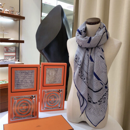 High Quality Luxury Hermes Cashmere Silk Shawl Scarf – Style 26134 product detail