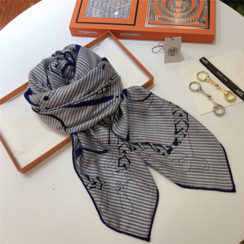 High Quality Luxury Hermes Cashmere Silk Shawl Scarf – Style 26134 product detail
