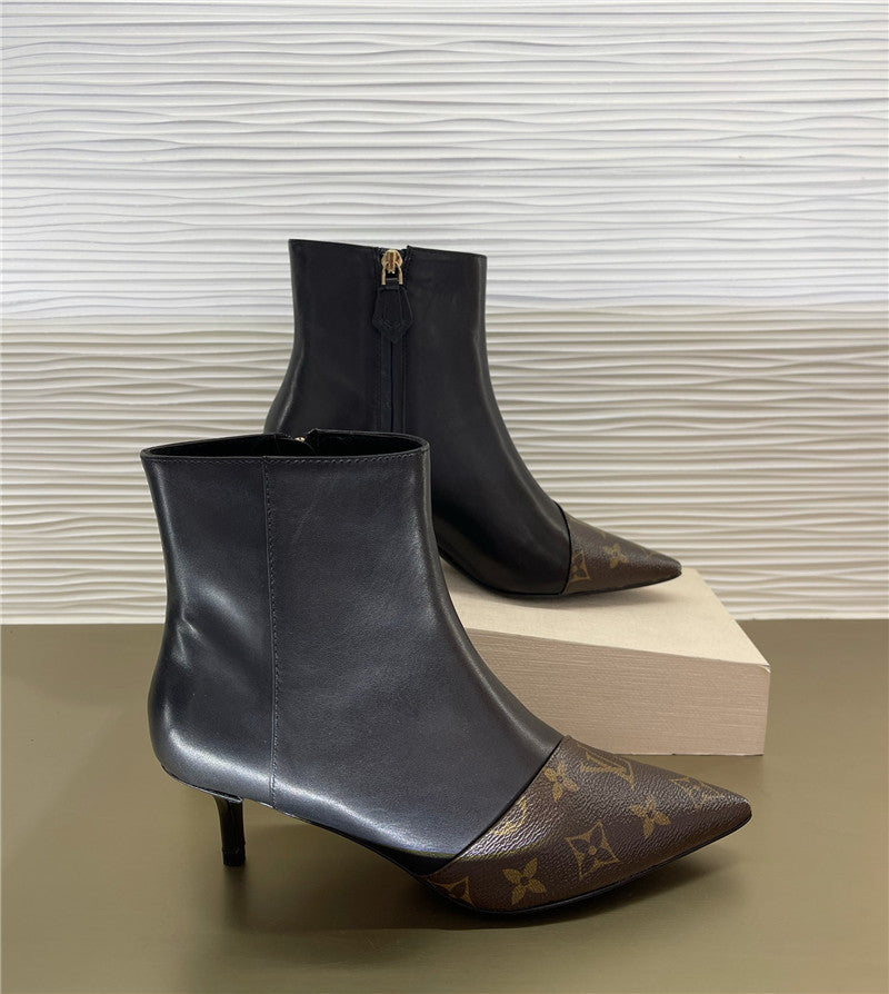 High Quality Luxury Louis Vuitton Pointed High Heel Ankle Boots