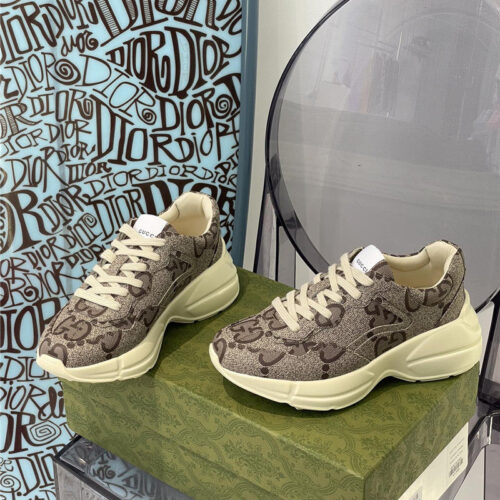 High Quality Luxury Gucci Womens Rhyton Leather Sneakers alternate view