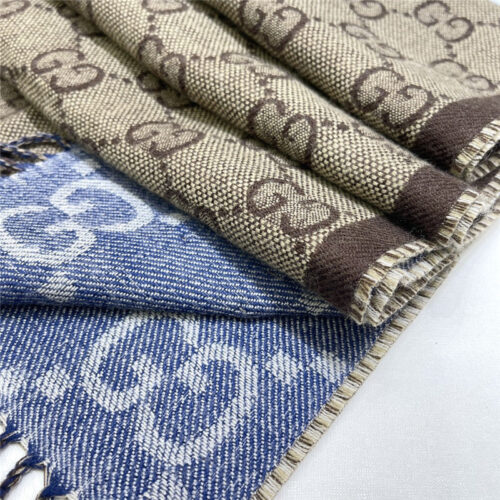 High Quality Luxury Gucci GG Fringed Knit Scarf product detail
