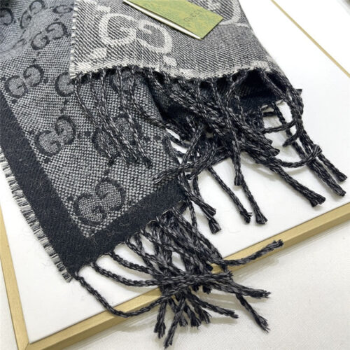High Quality Luxury Gucci GG Fringed Knit Scarf – Style 26071 product detail
