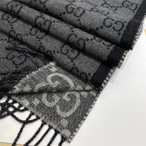 High Quality Luxury Gucci GG Fringed Knit Scarf – Style 26071 product detail