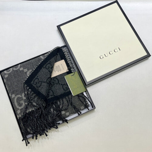 High Quality Luxury Gucci GG Fringed Knit Scarf – Style 26071 product detail