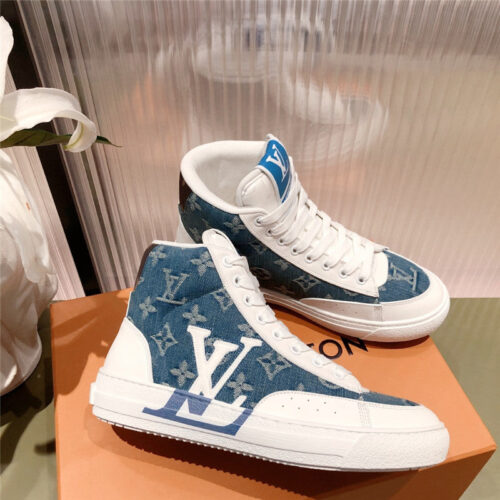 High Quality Luxury Louis Vuitton High Top Denim Sneakers alternate view