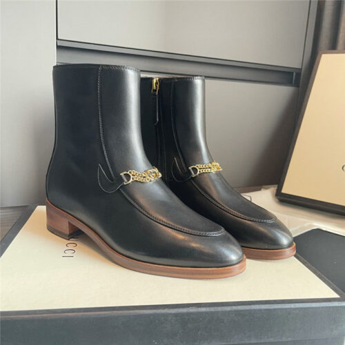 High Quality Luxury Gucci GG Chain Ankle Boots
