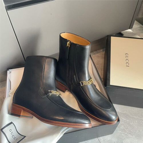 High Quality Luxury Gucci GG Chain Ankle Boots alternate view