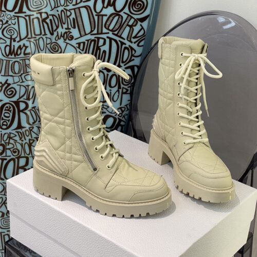 High Quality Luxury Dior Leather Diamond Ankle Boots