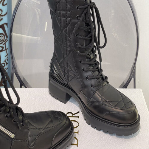 High Quality Luxury Dior Leather Diamond Ankle Boots – Style 76454 product detail