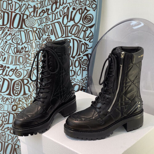 High Quality Luxury Dior Leather Diamond Ankle Boots – Style 76454 alternate view