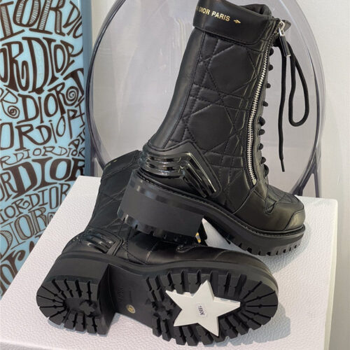 High Quality Luxury Dior Leather Diamond Ankle Boots – Style 76454 product detail