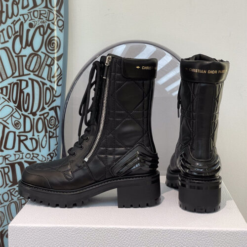 High Quality Luxury Dior Leather Diamond Ankle Boots – Style 76454 product detail