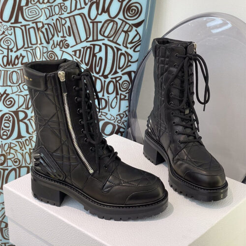 High Quality Luxury Dior Leather Diamond Ankle Boots – Style 76454