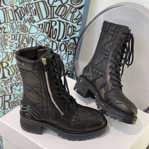 High Quality Luxury Dior Leather Diamond Ankle Boots – Style 76454 product detail