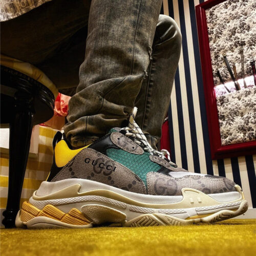 High Quality Luxury Gucci X Balenciaga The Hacker Project Triple S Beige Sneakers – Style 11539 product detail