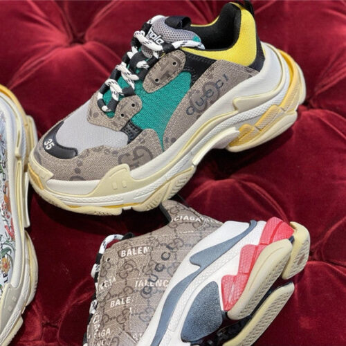 High Quality Luxury Gucci X Balenciaga The Hacker Project Triple S Beige Sneakers – Style 11539 product detail
