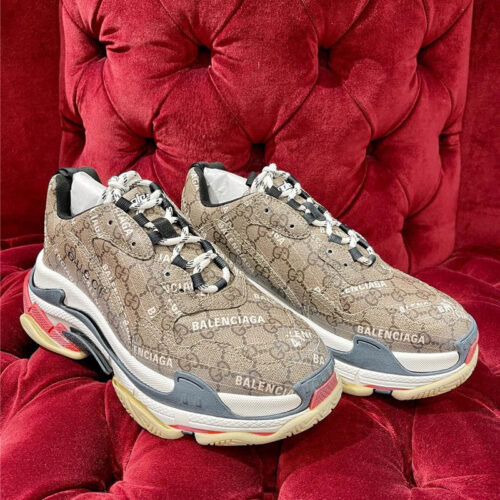 High Quality Luxury Gucci X Balenciaga The Hacker Project Triple S Beige Sneakers – Style 17059 alternate view