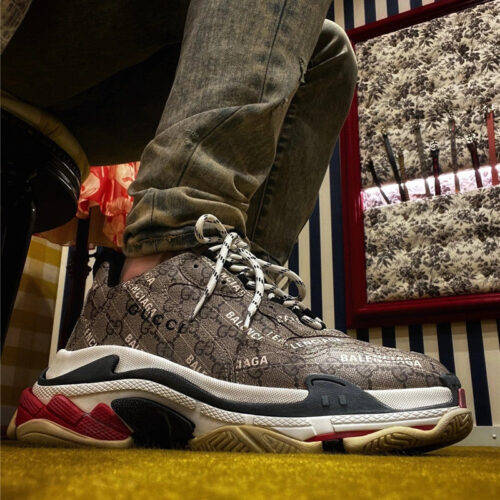 High Quality Luxury Gucci X Balenciaga The Hacker Project Triple S Beige Sneakers – Style 49395 product detail