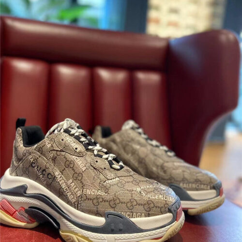 High Quality Luxury Gucci X Balenciaga The Hacker Project Triple S Beige Sneakers – Style 17059 product detail