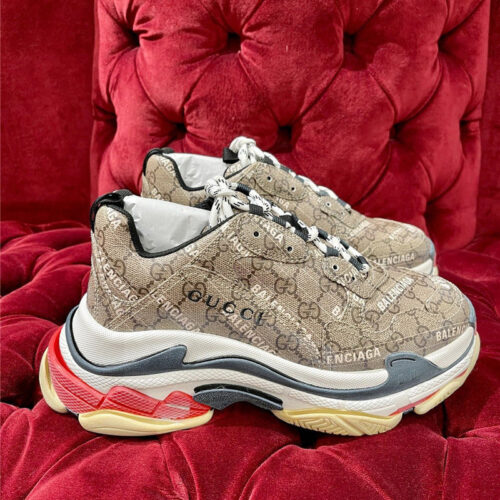 High Quality Luxury Gucci X Balenciaga The Hacker Project Triple S Beige Sneakers – Style 17059
