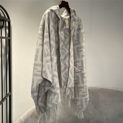 High Quality Luxury Fendi FF Cashmere Hooded Cloak product detail